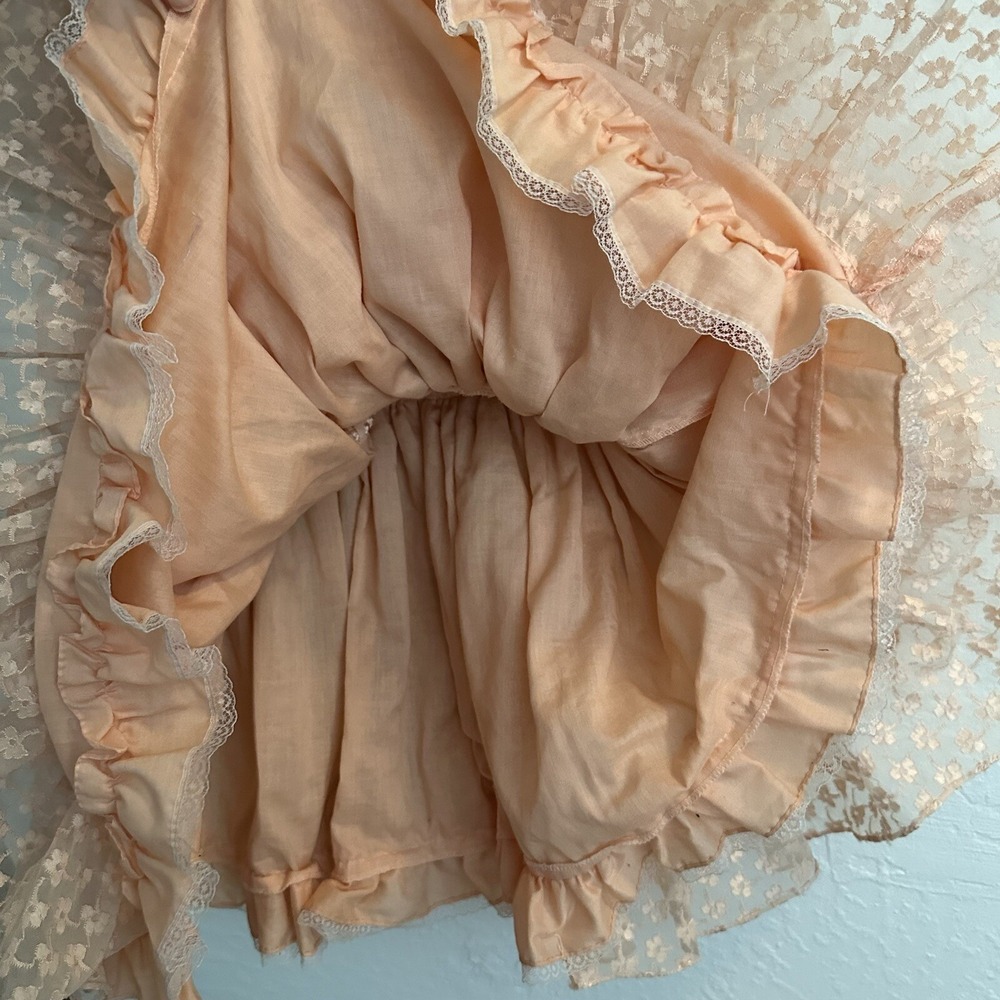 Vintage Sweet N Sassy Dress Peach Ruffles 80s 1980s Layered Pageant Cottagecore - Picture 13 of 16